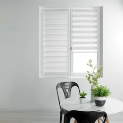 Sichtschutzrollo Tag und Nacht mit Kettenzug, Polyester, Streifendesign weiss, 90 x 180cm