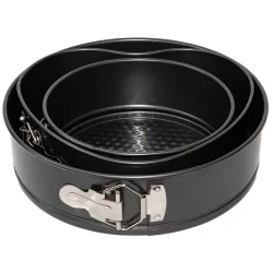 Springformen-Set 3-teilig, rund & Herzform aus Karbonstahl