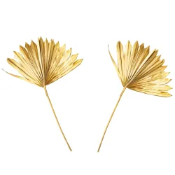 2er-Set dekorative getrocknete Palmenblätter, gold, 40 x 45 cm