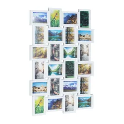 Bilderrahmen für 24 Fotos, Multi Fotorahmen zum Aufhängen, weiss, 59 x 86 x 2,5 cm