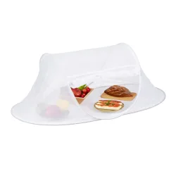 Fliegenhaube aus Polyester, Abdeckhaube für Essen mit Boden, weiss, 40 x 110 x 58 cm