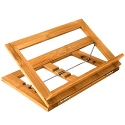 Kochbuchständer aus Bambus, Leseständer mit 3-stufiger Neigung, 22 x 33 x 22,5 cm