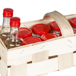 13-teiliges Einmachgläser Set im Holzkorb, 4 Flaschen und 8 Marmeladengläser