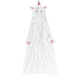 Kinder Einhorn Bademantel aus Flanell mit Kapuze im Einhorn-Design, 100 x 120 cm