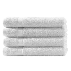 4er-Set Handtücher, 50 x 100 cm, 100% luxuriöse Baumwolle, mit 2 Bordüren, weiss