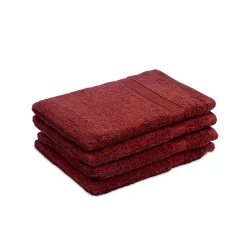 4er-Set Waschhandschuhe aus 100% Baumwolle, Waschlappen mit Schlaufe, bordeaux