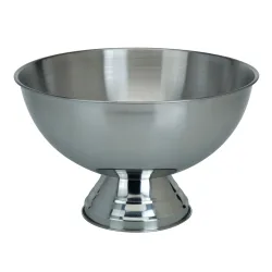 Champagnerkühler aus Edelstahl, edle Sektschale mit Standfuss, 39 x 24 cm