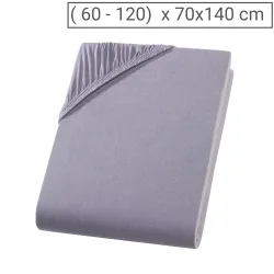 Kinderbett Qualitäts-Jersey Fixleintuch, 100% Baumwolle, grau, 60 x 120 - 70 x 140 cm