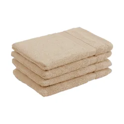 Waschhandschuhe 16 x 21 cm, 100% luxuriöse Baumwolle, 4er-Set Frottier Waschlappen, beige