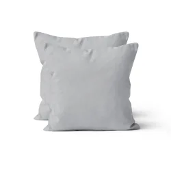 Kissenhüllen aus Baumwolle, 2er-Set Kissenbezug 40 x 40 cm mit Reissverschluss, silber
