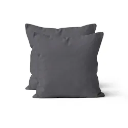 Kissenhüllen aus Baumwolle, 2er-Set Kissenbezug 40 x 40 cm mit Reissverschluss, anthrazit
