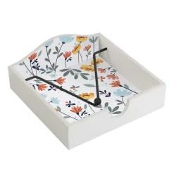 Serviettenhalter aus Holz, Serviettenspender mit Blumenmuster, 18 x 18 x 7 cm