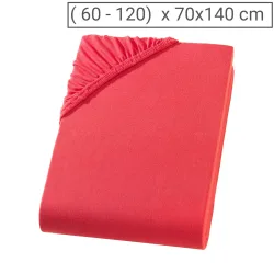 Kinder Qualitäts-Jersey Fixleintuch, 100% Baumwolle, rot, 70 x 140 cm