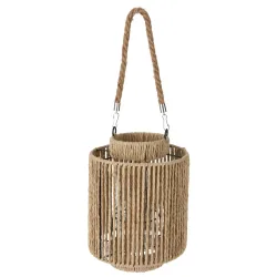 Laterne aus Naturmaterial, Laterne mit Henkel, braun, 19,5 x 19,5 cm