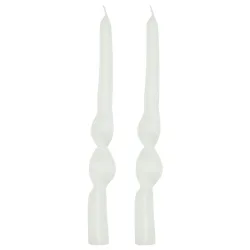 Deko Kerze gedrehte Form, 2er Set, Stimmungskerze, weiss, Ø 2,5 x 25 cm