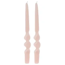 Deko Kerze gedrehte Form, 2er Set, Stimmungskerze, rosa, Ø 2,5 x 25 cm