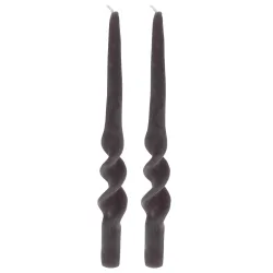 Deko Kerze gedrehte Form, 2er Set, Stimmungskerze, anthrazit, Ø 2,5 x 25 cm