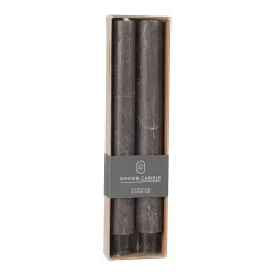 Stabkerzen 2er-Set für Kerzenhalter, edle Kerzen, grau, 3 x 25 cm