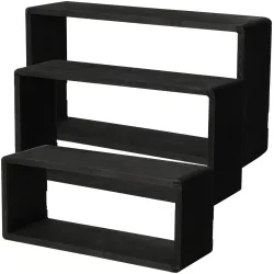 Hängeregal 3er Set, schwarz, rechteckig, Regalwürfel