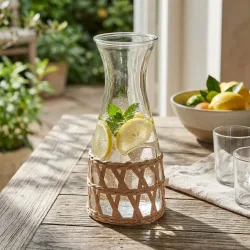 Dekanter mit Rattan, Wasserkaraffe, 1200 ml