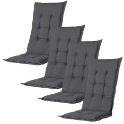Hochlehner-Auflage 4er-Set, weiches und komfortables Gartenstuhlkissen, grau, 123 x 50 cm