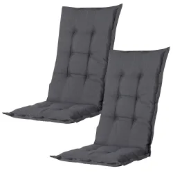 Hochlehner-Auflage 2er-Set, weiches und komfortables Gartenstuhlkissen, grau, 123 x 50 cm