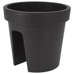 Balkon-Blumentopf rund, anthrazit, Geländertopf, Ø 28 cm