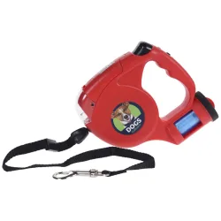 Hunde Rollleine, Ausziehleine mit Lampe und Hundebeutelhalter