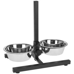 Fressnapf höhenverstellbar, Napfständer, silber, schwarz, je 1,8 l