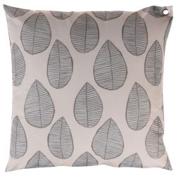 Kissen Outdoor graphisches Blattmuster, Gartenkissen Polyester, schwarz, beige, 45 x 45 cm