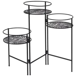 Blumentopfständer aus Metall. Pflanzenständer 3er-Set, schwarz, 66 x 22 x 49 cm
