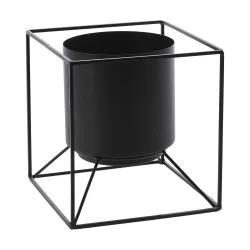 Blumentopfhalter aus Metall, Pflanzentopf mit feinem Gestell, schwarz, 13 x 13 cm