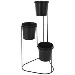 Blumentopfständer aus Metall, Pflanzenständer 3er-Set, schwarz, 66 x 22 x 49 cm