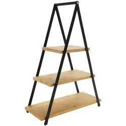 Servierständer aus Bambus und Metall, Etagere, 38 x 15 x 53 cm