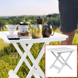 Beistelltisch aus Kunststoff, klappbarer Gartentisch, weiss, 45 x 43 x 50 cm