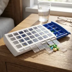 Pillenbox mit 28 Fächern, 7 Tage mit je 4 Fächern