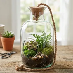 Pflanzenterrarium mit Korken, Flaschengarten, 14 cm