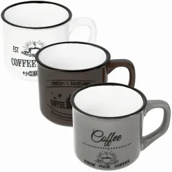 3er-Set Tassen aus Steingut, Getränkebecher, 180 ml