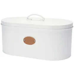 Brotkasten aus Metall mit Deckel, weiss, Brotbox, 33 x 18 x 15 cm