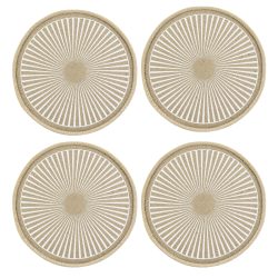 4er-Set runde Tischsets aus Jute, im Boho-Stil, braun, beige, 38 x 38 cm