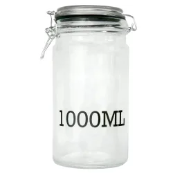 Drahtbügel-Vorratsglas, mit Füllmengen Aufdruck, Glasbehälter, 1000 ml