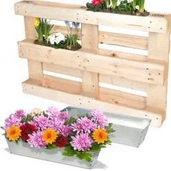 2er-Set Pflanzkasten für Europaletten, Blumenkübel aus verzinktem Metall, 38,5x13,5x8,5cm