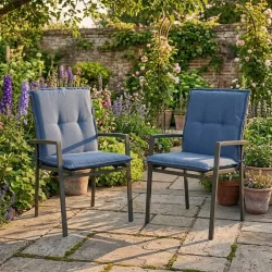2er-Set Niederlehner Gartenstuhlkissen, kobalt, 105 x 50 cm