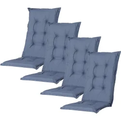 4er-Set Hochlehner Gartenstuhlkissen, kobalt, 123 x 50 cm