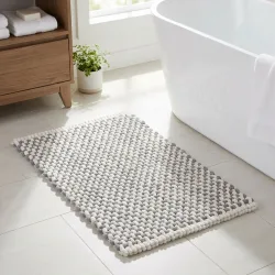 Premium Badmatte, Chenille-Gewebe, grau-weiss, 80x50 cm