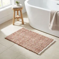 Premium Badmatte, Chenille-Gewebe, terrakotta-weiss, 80x50 cm