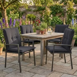 4er-Set Niederlehner Gartenstuhlkissen, schwarz, 105 x 50 cm