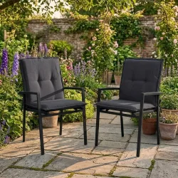 2er-Set Niederlehner Gartenstuhlkissen, schwarz, 105 x 50 cm