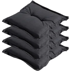 4er-Set Garten Sitzkissen, schwarz, 50x50 cm