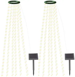 2er-Set Solar-Tannenbaum-Überwurf-Lichterkette, 12 Girlanden, 300 LEDs